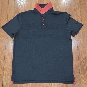 Chaps Black Golf Polo with Red Accents